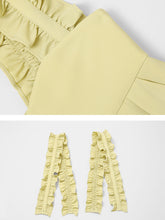 Load image into Gallery viewer, 2PS Vintage Top And Yellow Ruffles Pant Suit