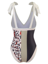 Load image into Gallery viewer, Floral Print Retro Style V Neck One Piece With Bathing Suit Wrap Skirt