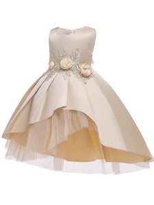 Kids Little Girls' Dress Rose Birthday Christening Dress