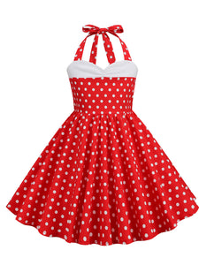 Kids Little Girls' Dress Halter Polka Dot Cotton 1950S Vintage Dress