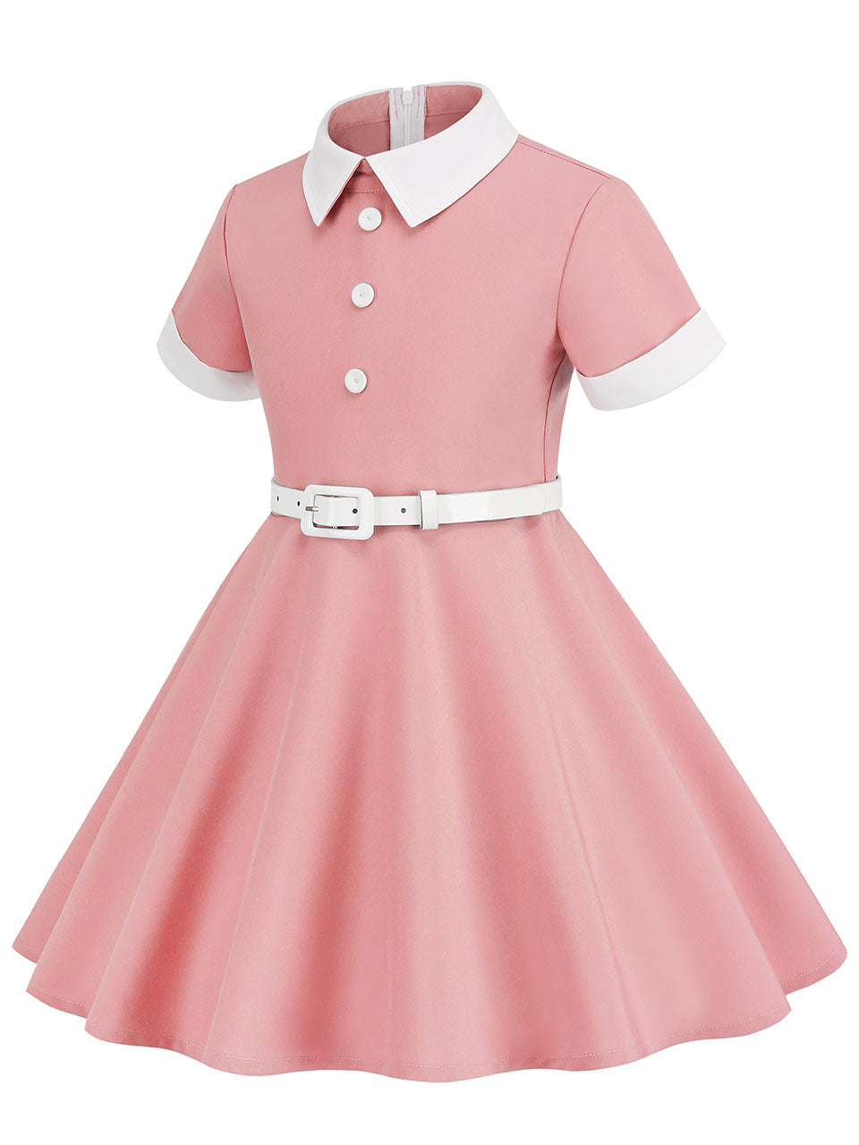 Kids Little Girls' Dress Peter Pan Solid Color Cotton 1950S Vintage Dress, Pink / 8-9 Years Kids Little Girls' Dress Peter Pan Solid Color Cotton 1950S Vintage Dress, Pink / 8-9 Years