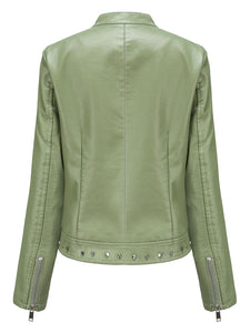 Rivet Long Sleeve PU Leather Motorcycle Jacket