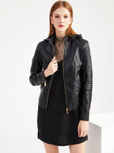 Load image into Gallery viewer, Winter‘s Coat Long Sleeve PU Leather With faux fur lined Warm Jacket For Women