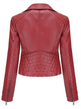 Load image into Gallery viewer, Crop Coat Long Sleeve PU Leather Motorcycle Jacket For Women