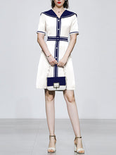 Load image into Gallery viewer, Navy Style Big Collar Salior 1950S Vintage Dress
