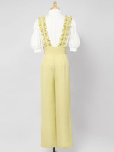 Load image into Gallery viewer, 2PS Vintage Top And Blue Ruffles Pant Suit