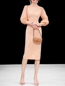 Jacquard Lantern Sleeve 1940S Vintage Dress