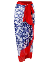 Load image into Gallery viewer, Floral Print Flower Strap One Piece With Bathing Suit Wrap Skirt