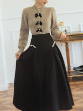 Load image into Gallery viewer, 2PS Bowknot Sweater And Pleats With Glass Diamond Swing Skirt 1950S Hepburn Style Outfits