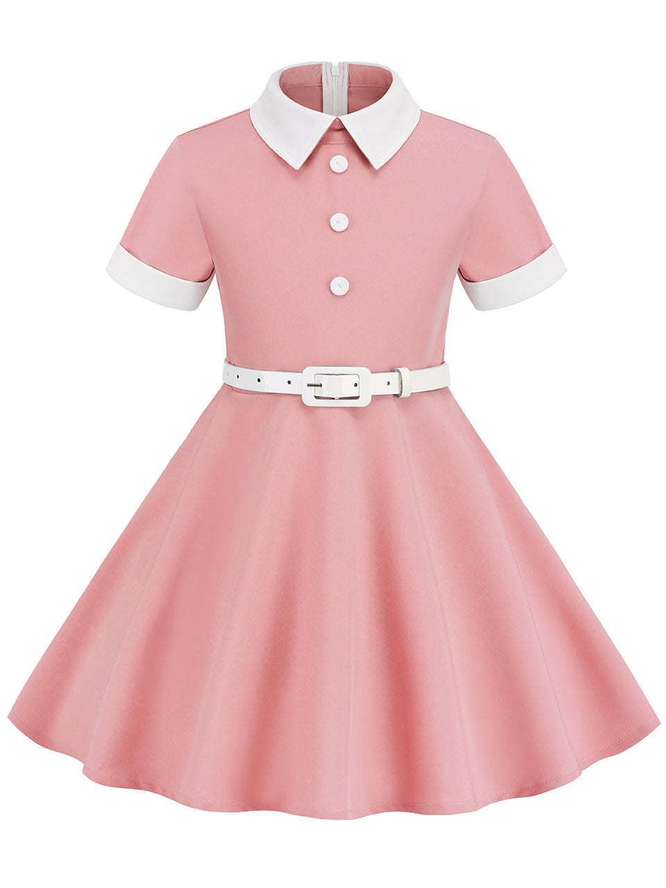 Kids Little Girls' Dress Peter Pan Solid Color Cotton 1950S Vintage Dress, Pink / 8-9 Years Kids Little Girls' Dress Peter Pan Solid Color Cotton 1950S Vintage Dress, Pink / 8-9 Years