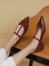Load image into Gallery viewer, Women&#39;s Flat Heel Pointed Toe Hollow Belt Leather Vintage Shoes
