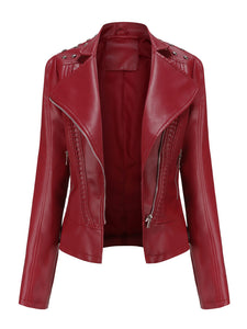 Rivet Long Sleeve PU Leather Motorcycle Jacket