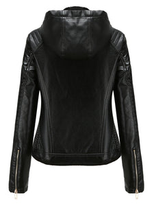 Winter‘s Coat Long Sleeve PU Leather With faux fur lined Warm Jacket For Women