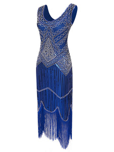 2 Colors 1920s V Neck Sequined Flapper Dress