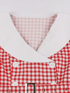 Sailor Collar 1950S Vintage plaid Swing Dress
