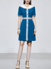 Load image into Gallery viewer, Navy Style Big Collar Salior 1950S Vintage Dress