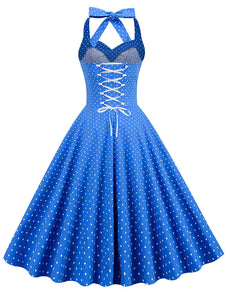 Red Polka Dots Halter Classis Style 1950S Dress