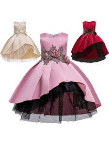 Kids Little Girls' Dress Rose Birthday Christening Dress