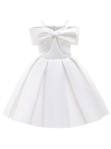 Kids Little Girls' Dress Off Shoulder Bow Birthday Christening Dress