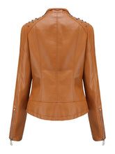 Load image into Gallery viewer, Rivet Long Sleeve PU Leather Motorcycle Jacket