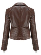 Load image into Gallery viewer, Crop Coat Long Sleeve PU Leather Motorcycle Jacket For Women