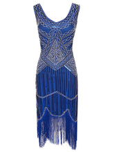 Load image into Gallery viewer, 2 Colors 1920s V Neck Sequined Flapper Dress