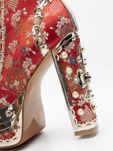 Load image into Gallery viewer, 15CM Luxury Embroidered Chunky High Heel Platform Bootie Vintage Shoes