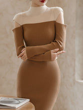 Load image into Gallery viewer, Long Sleeve Turtleneck Sweater Cut Out Bodycon Dress