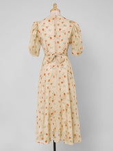 Load image into Gallery viewer, Pink Rose Floral Chiffon Vintage Style 1950S Dress