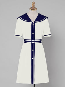 Navy Style Big Collar Salior 1950S Vintage Dress