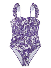 Load image into Gallery viewer, Floral Print Retro Style Strap One Piece With Bathing Suit Wrap Skirt