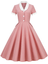 Load image into Gallery viewer, Plaid Tuxedo Collar 1950S Vintage Dress With Pockets