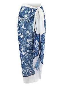 Floral Print Retro Style Strap Bikini Two Piece With Bathing Suit Wrap Skirt