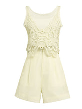 Load image into Gallery viewer, 4PS Yellow 1950S Vintage Camisole Lace Vest And Shorts Coat Set