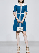 Load image into Gallery viewer, Navy Style Big Collar Salior 1950S Vintage Dress