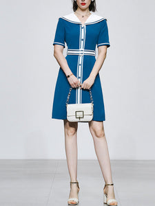Navy Style Big Collar Salior 1950S Vintage Dress