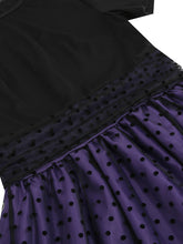 Load image into Gallery viewer, Black Crew Neck Polka Dots Embroidered Short Sleeve 50S Swing Dress