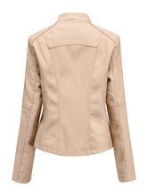 Load image into Gallery viewer, Women‘s Leather Jacket Weave Long Sleeve Winter Coat