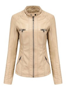 Winter‘s Coat Long Sleeve PU Leather With faux fur lined Warm Hooded Jacket For Women