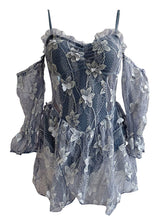 Load image into Gallery viewer, Sweet Lace Cold Shoulder Ruffles Swimsuit With Butterfly Vintage One Piece Swimwear