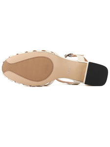Women's Flats Sandals Pointed Toe Hollow Belt Leather Vintage Shoes