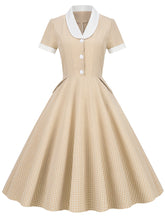 Load image into Gallery viewer, Plaid Tuxedo Collar 1950S Vintage Dress With Pockets