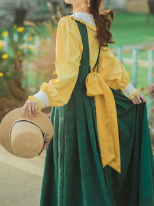 2PS 1950S Regina Peter Pan Collar Long Sleeve Shirt And Lace Sundress Dress Suit