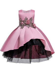 Kids Little Girls' Dress Rose Birthday Christening Dress