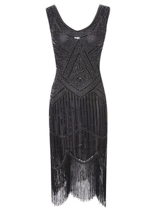 2 Colors 1920s V Neck Sequined Flapper Dress – Jolly Vintage