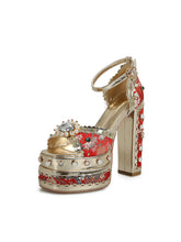 Load image into Gallery viewer, 14CM Platform Luxury Flower Chunky Heels Sandals Retro Shoes