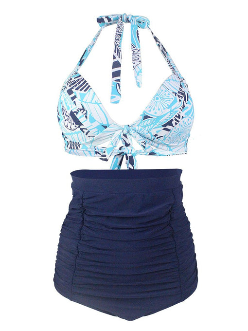 Concise High Waisted Two Piece Bikini Cut Sexy Swimsuits Set