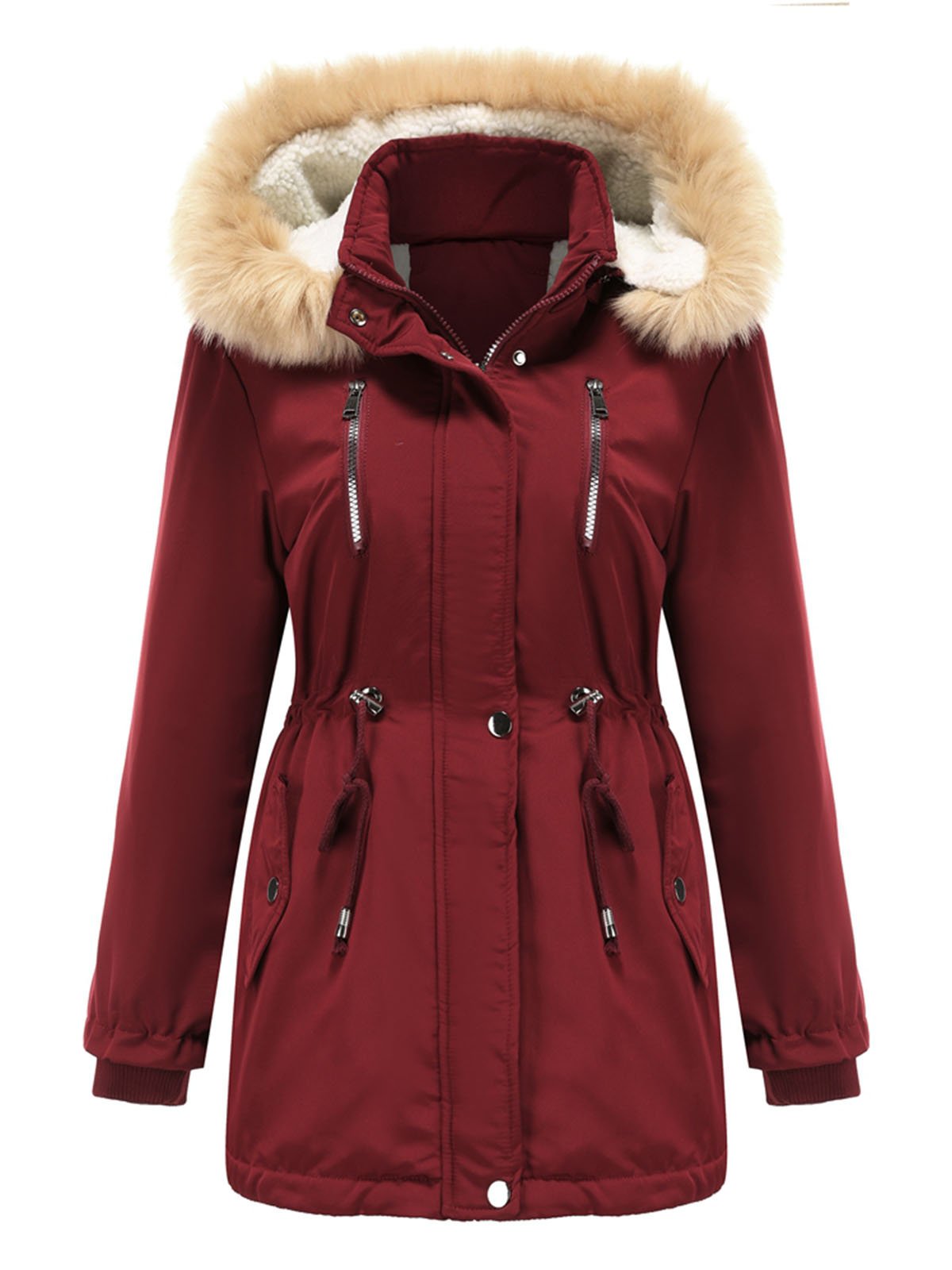 Women's Coat Daily Lamb wool Fall Winter Regular Midi Length Coat Solid Color Oversized Coat 