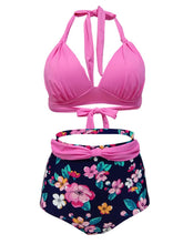 Load image into Gallery viewer, Sexy Classical Vintage Style Solid Background With Floral Two Pieces Bikini Sets