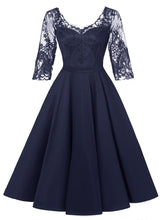 Load image into Gallery viewer, Autumn Long Sleeve V Neck Lace Dress